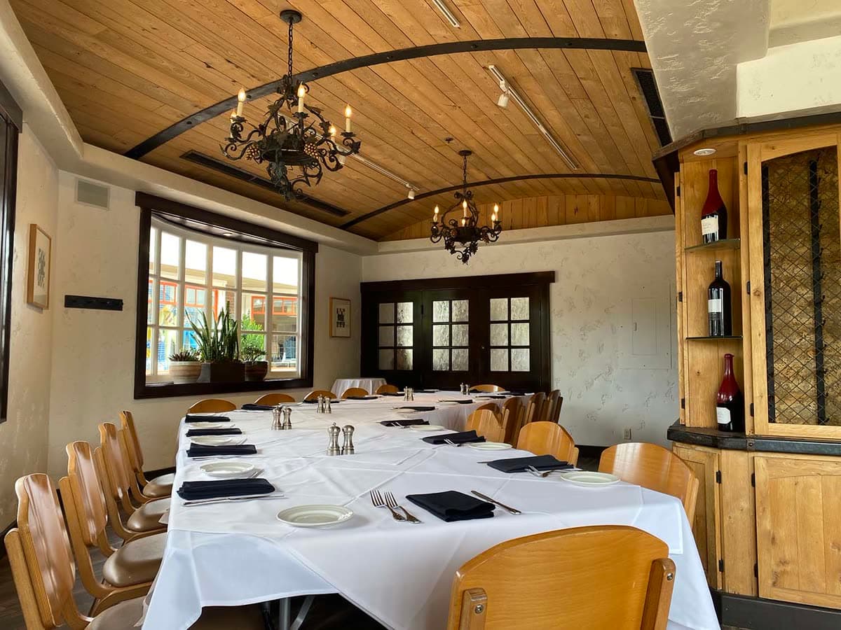 Barrel room dining area at Rio Grill in Carmel CA
